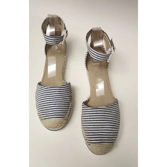 NORDSTROM Signature Women Sandals Espadrille Flat Blue/White Stripe US Size 9.5 - Picture 7 of 9